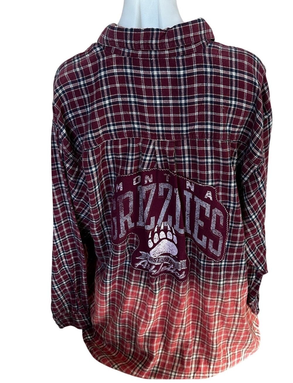 University of Montana Grizzlies Plaid Flannel Shirt XXL Oversize Football Griz